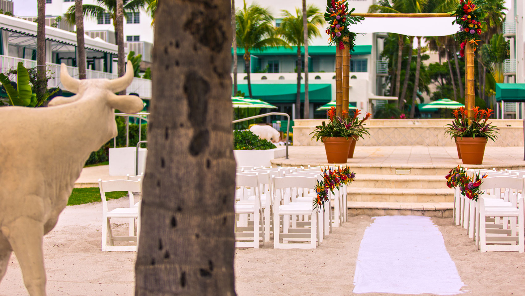 wedding ceremony set up outside at Kimpton Surfcomber Hotel