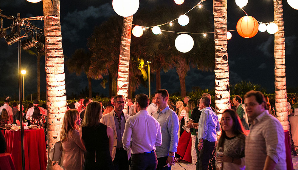 Nighttime party outside at Kimpton Surfcomber Hotel
