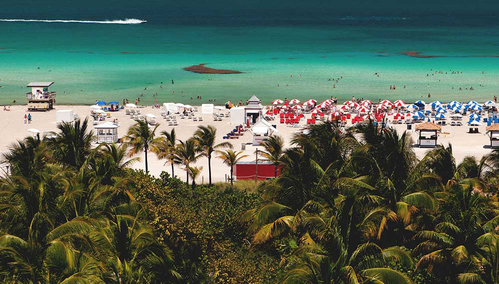 View of Miami Beach looking out toward the ocean